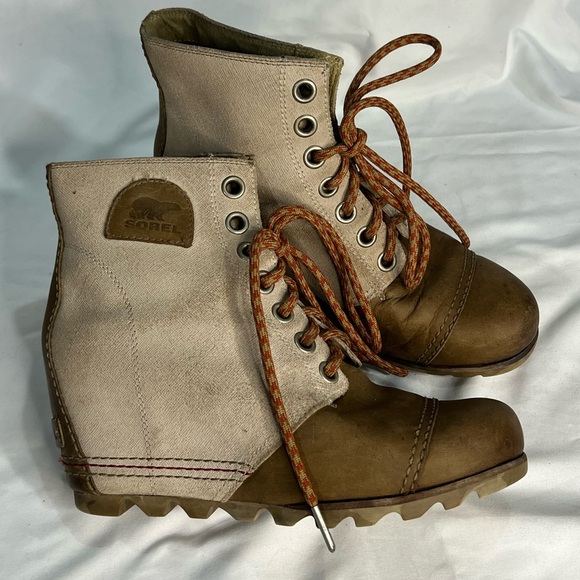 SOREL 1964 Premium Canvas Wedge FOSSIL- SANGUINE Size 8 - Picture 7 of 12